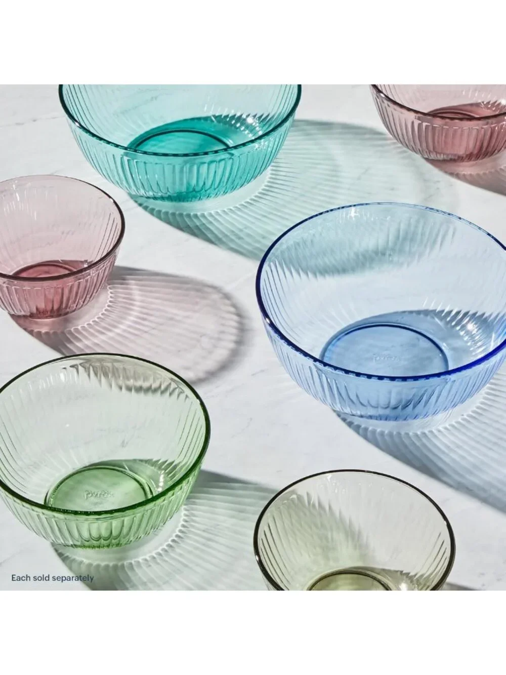 Colorful Sculpted Tinted Glass Mixing Bowls Set with Lids - 3-Pack Kitchen